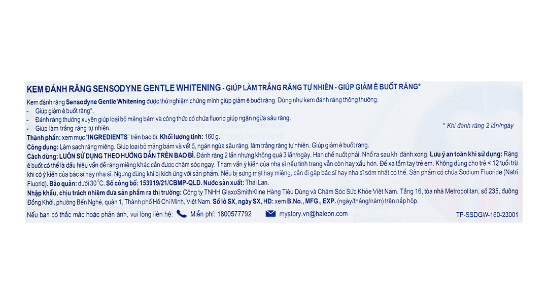Kem đánh răng Sensodyne Gentle Whitening giúp làm trắng răng tuýp 160g - 13
