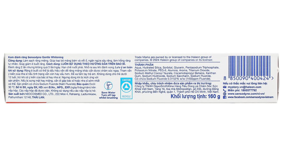 Kem đánh răng Sensodyne Gentle Whitening giúp làm trắng răng tuýp 160g - 23