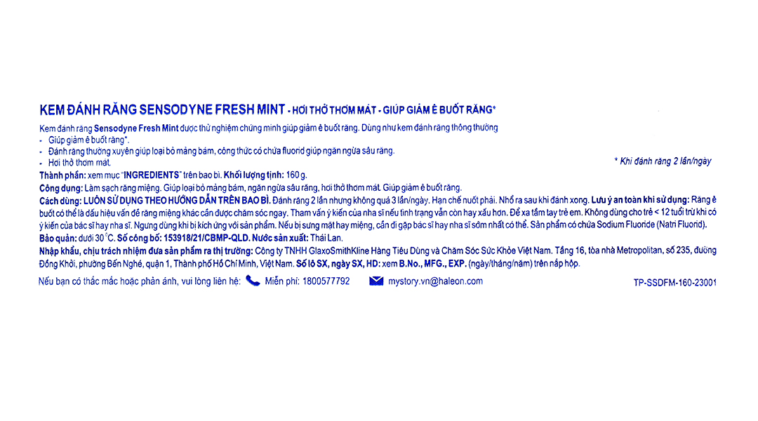 Kem đánh răng Sensodyne Fresh Mint giảm ê buốt tuýp 160g - 13