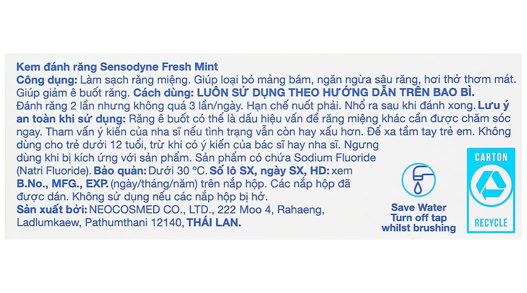 Kem đánh răng Sensodyne Fresh Mint giảm ê buốt tuýp 160g - 25