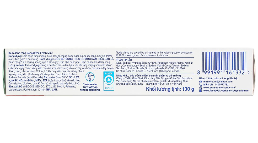 Kem đánh răng Sensodyne Fresh Mint giảm ê buốt