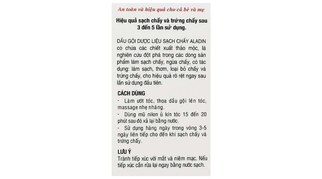 Dầu gội dược liệu Aladin điều trị chấy, loại bỏ trứng chấy - 19