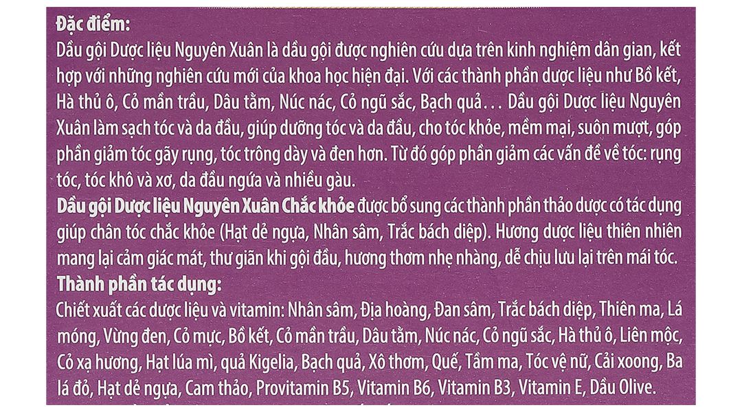 Dầu gội dược liệu Nguyên Xuân chắc khỏe, bồng bềnh