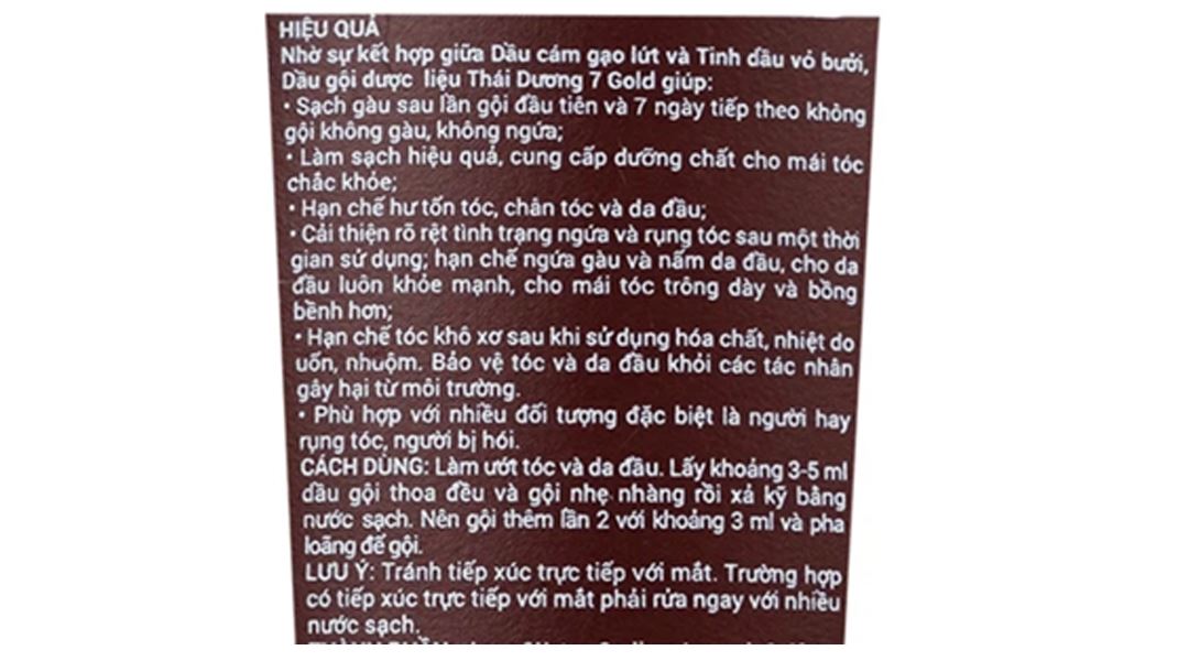 Dầu gội dược liệu Thái Dương 7 Gold sạch gàu, mềm mượt