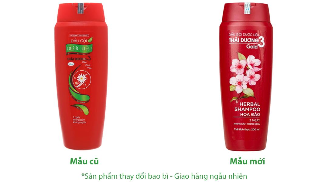 Dầu gội dược liệu Thái Dương 3 Gold hương hoa đào sạch gàu, mềm mượt