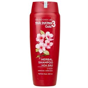 Dầu gội dược liệu Thái Dương 3 Gold hương hoa đào sạch gàu, mềm mượt chai 200ml
