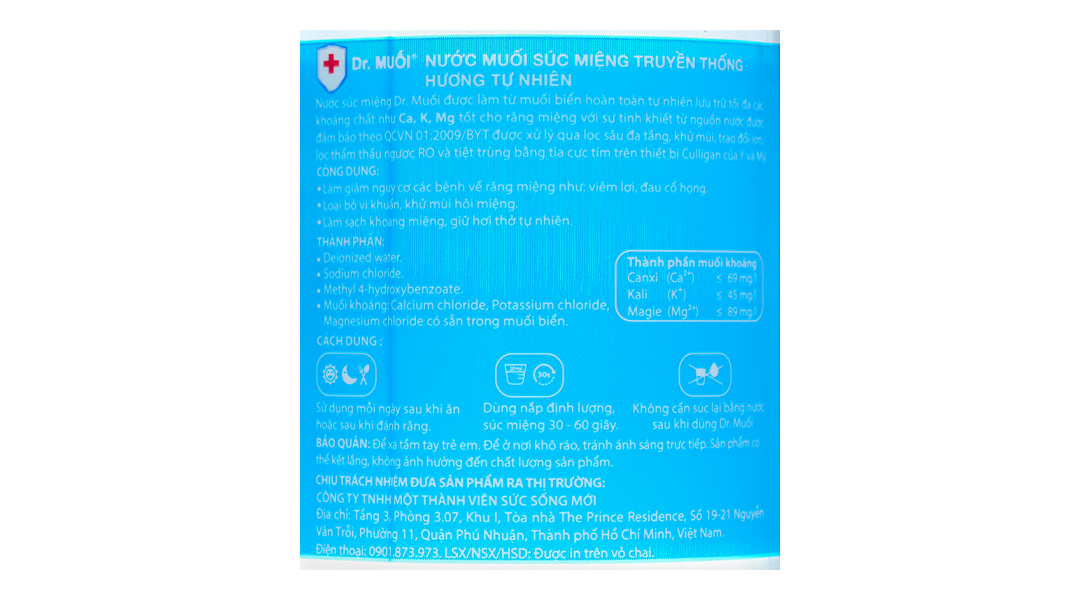Nước súc miệng Dr. Muối ngừa vi khuẩn, giảm mùi hôi miệng