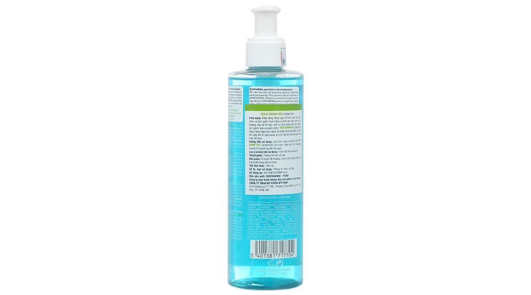 Gel rửa mặt Isis Pharma Teenderm Gel Sensitive giảm nhờn, ngừa mụn