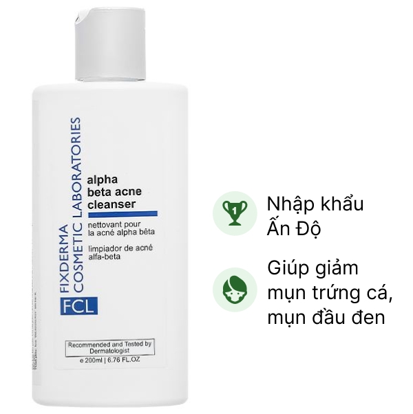 Sữa rửa mặt Fixderma FCL Alpha Beta Acne giúp ngăn ngừa, làm giảm mụn