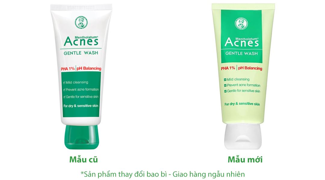 Gel rửa mặt Acnes Gentle Wash ngừa mụn cho da khô và da nhạy cảm
