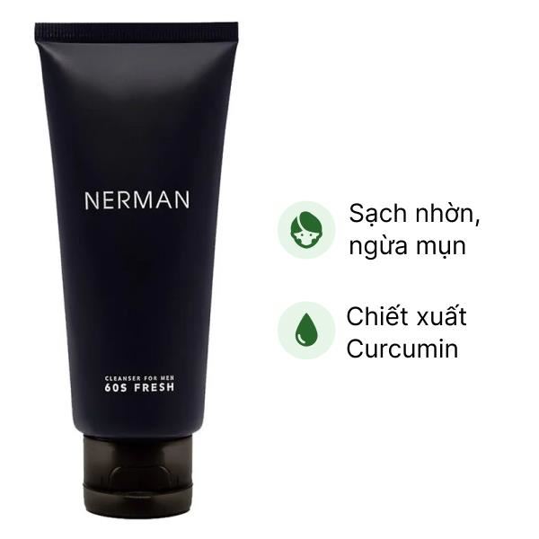 Gel rửa mặt Nerman 60s Fresh Curcumin ngừa mụn, làm sạch da mặt