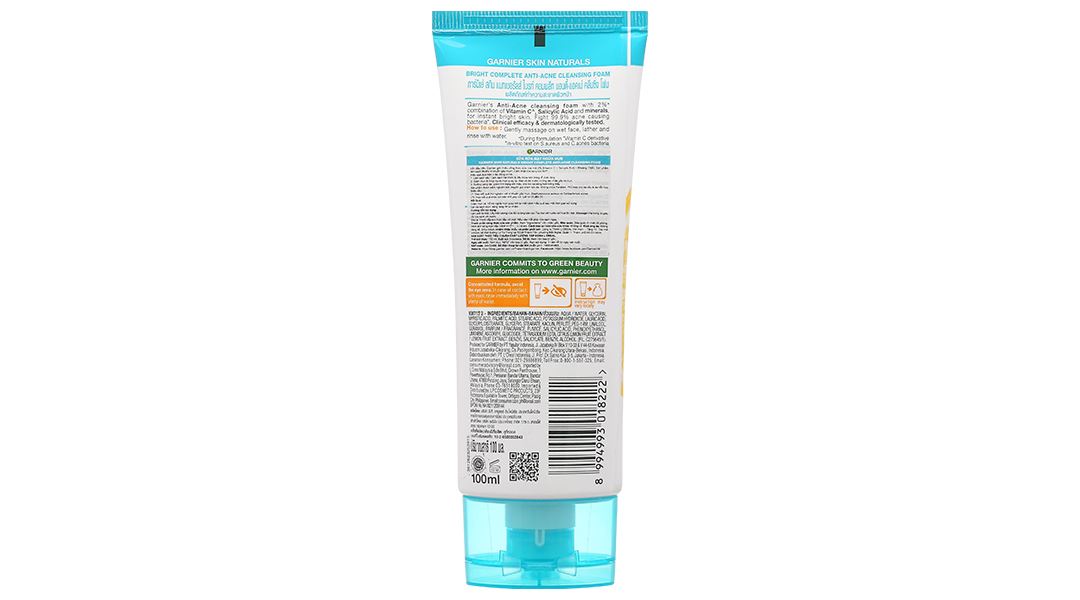 Sữa rửa mặt Garnier Skin Naturals Bright Complete Anti-Acne ngừa mụn
