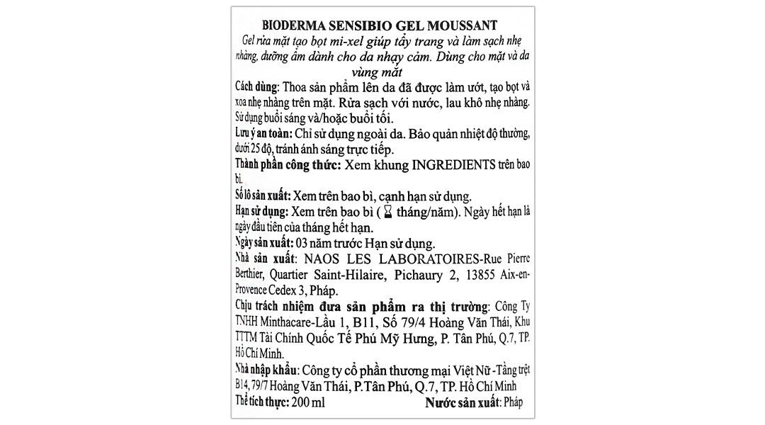 Gel rửa mặt Bioderma Sensibio Gel Moussant cho da nhạy cảm