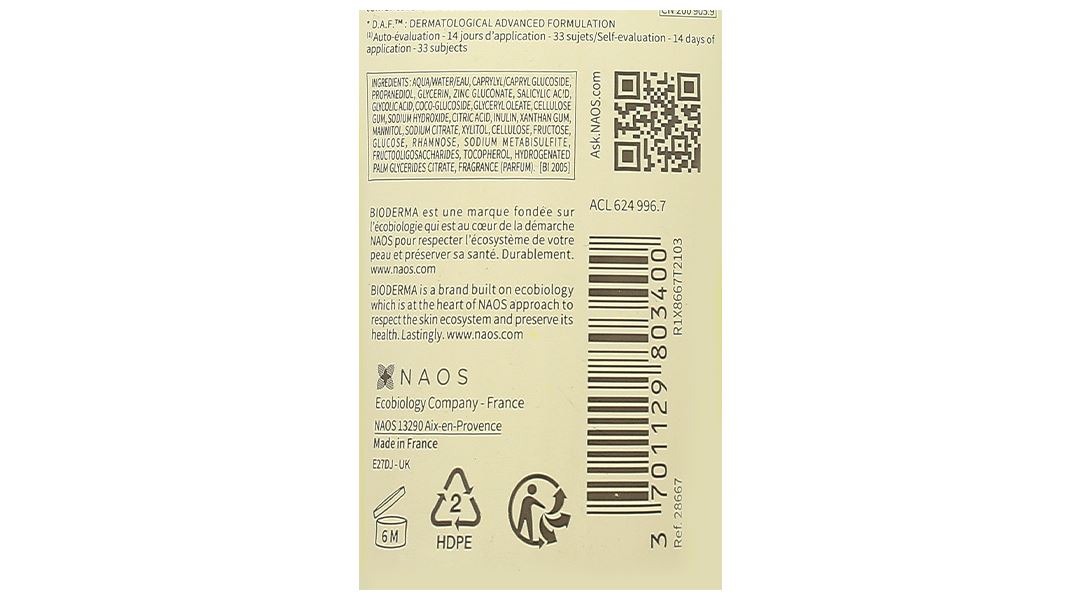 Gel rửa mặt Bioderma Sébium Gel Moussant Actif cho da hỗn hợp, da dầu