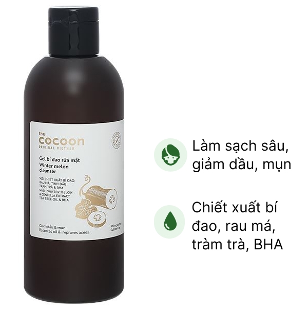 Gel rửa mặt Cocoon Bí Đao làm sạch sâu lỗ chân lông, kiềm dầu, giảm mụn chai 310ml