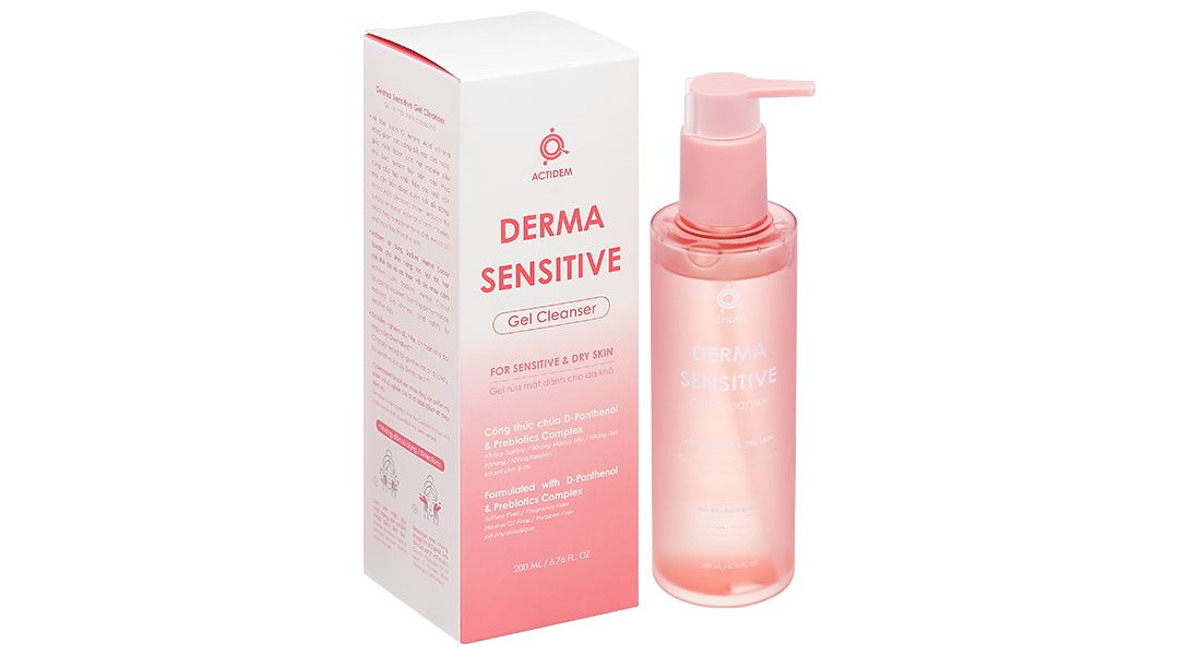 Gel rửa mặt Actidem Derma Sensitive làm sạch cho da khô, da nhạy cảm