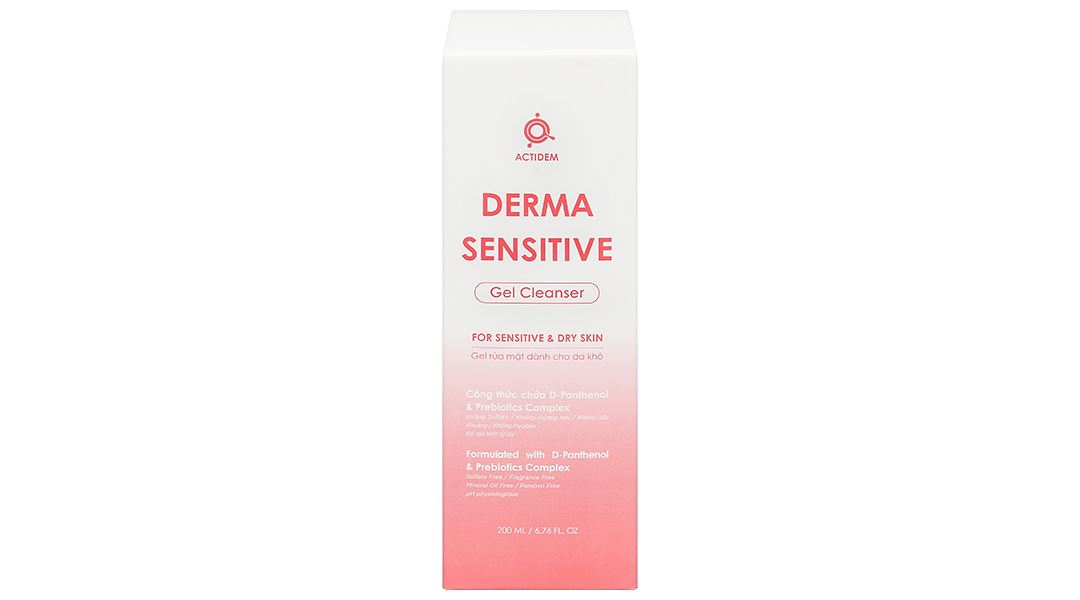 Gel rửa mặt Actidem Derma Sensitive làm sạch cho da khô, da nhạy cảm