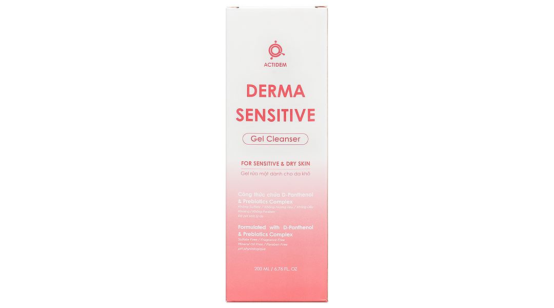 Gel rửa mặt Actidem Derma Sensitive làm sạch cho da khô, da nhạy cảm