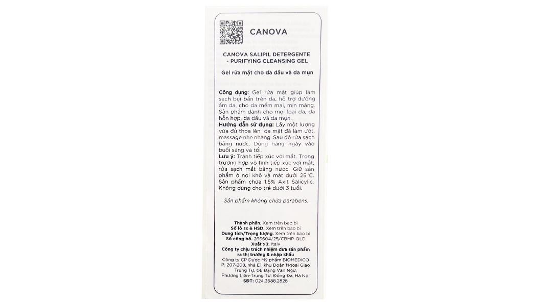 Gel rửa mặt Canova Salipil Detergente - Purifying Cleansing