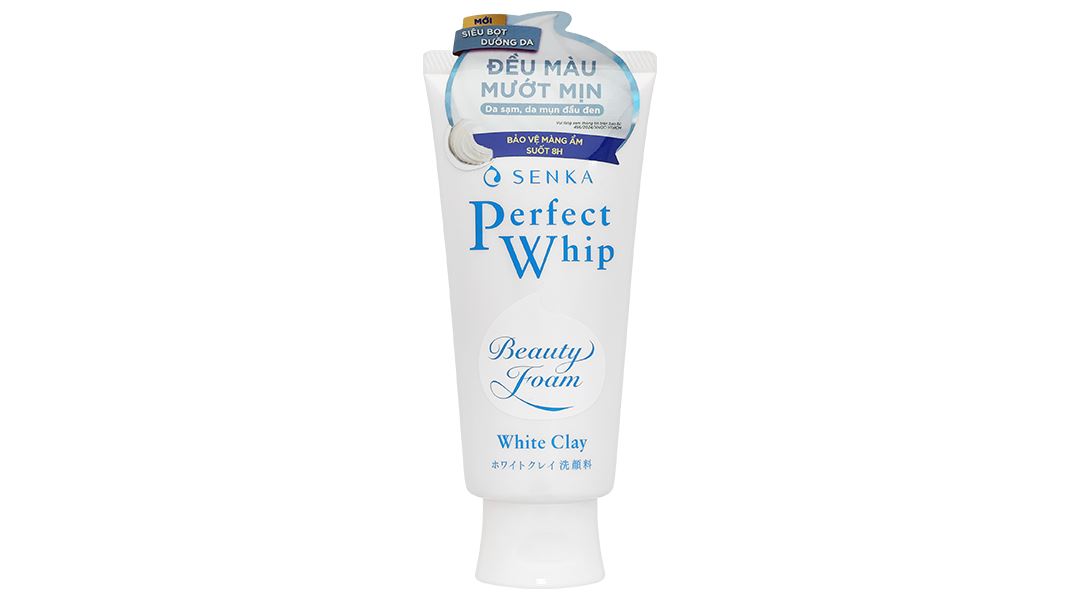 Sữa rửa mặt Senka Perfect Whip White Clay làm sạch, dưỡng ẩm, sáng da