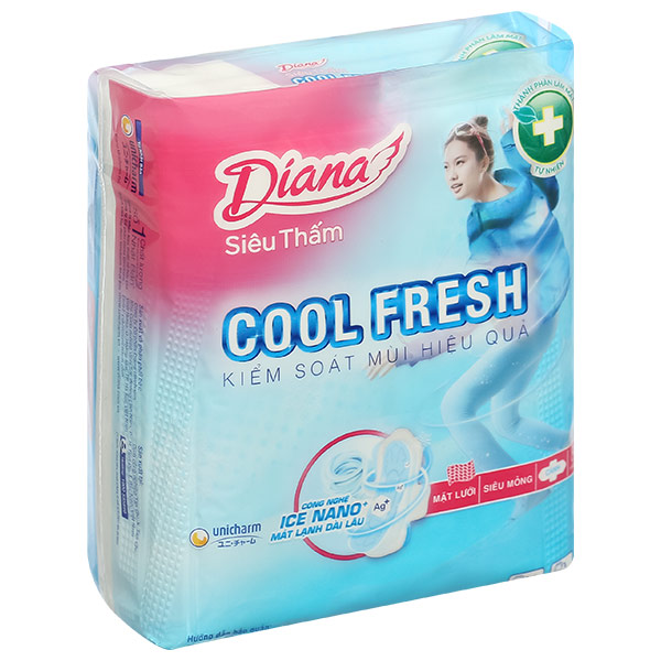 Băng vệ sinh Diana Cool Fresh viền êm chống tràn, có cánh