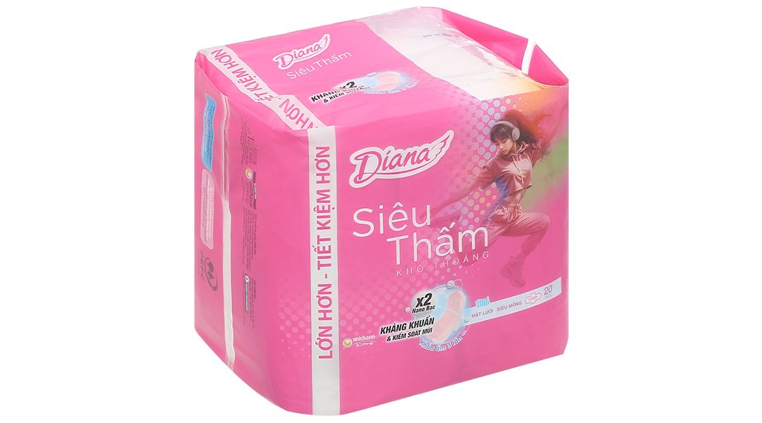 Băng vệ sinh Diana siêu thấm siêu mỏng, có cánh