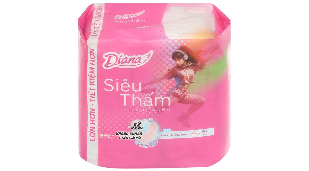 Băng vệ sinh Diana siêu thấm siêu mỏng, có cánh