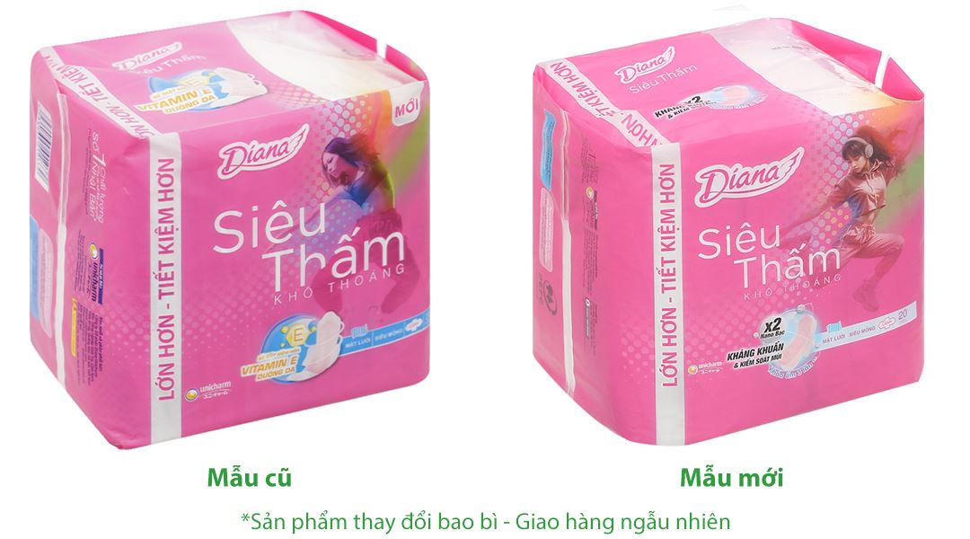 Băng vệ sinh Diana siêu thấm siêu mỏng, có cánh