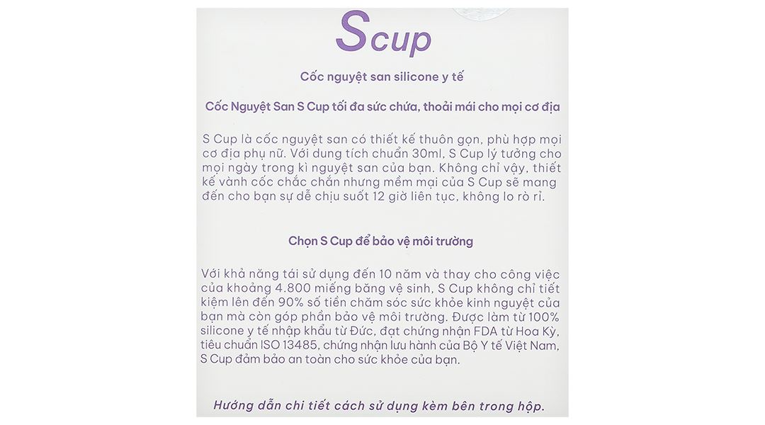 Cốc nguyệt san Cup Yess S Cup tiêu chuẩn