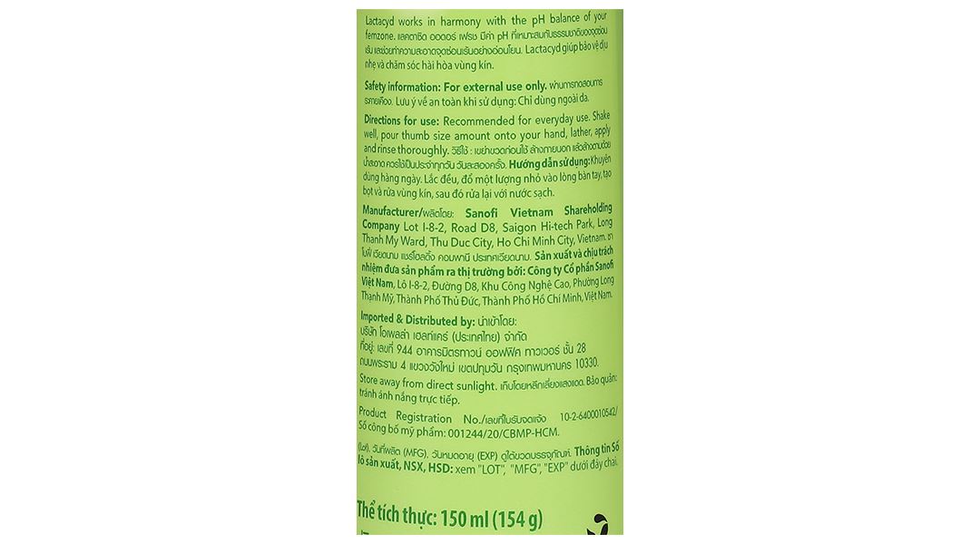 Dung dịch vệ sinh phụ nữ Lactacyd Odor Fresh tươi mát chai 150ml - 16