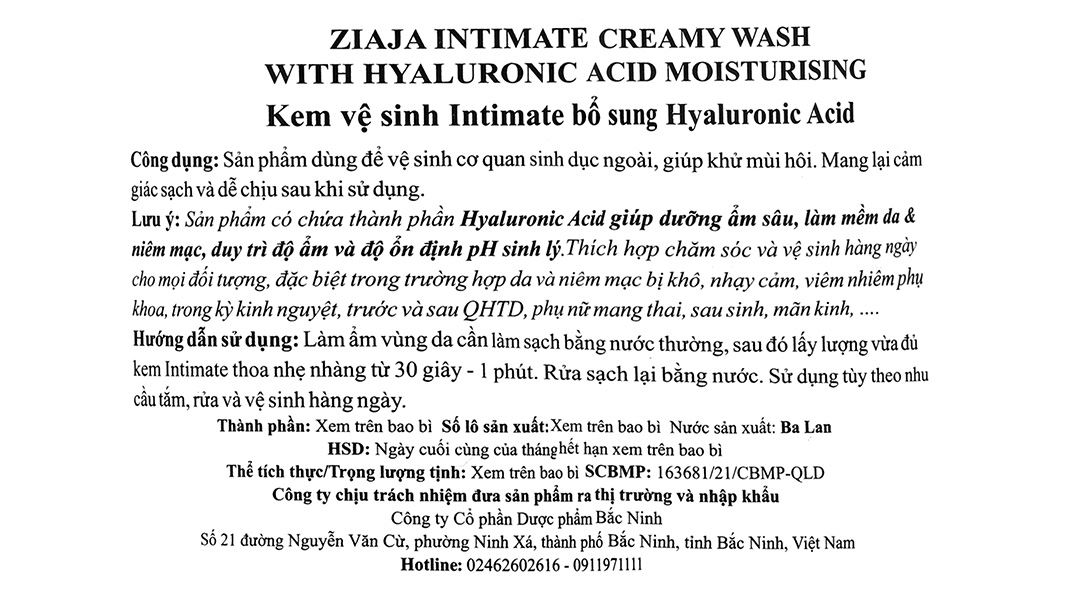 Kem vệ sinh Ziaja Intimate bổ sung hyaluronic acid, dưỡng ẩm