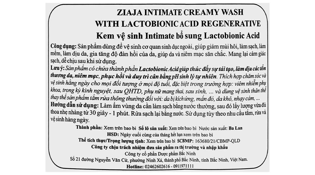 Kem vệ sinh Ziaja Intimate bổ sung Lactobionic acid, giảm mùi hôi