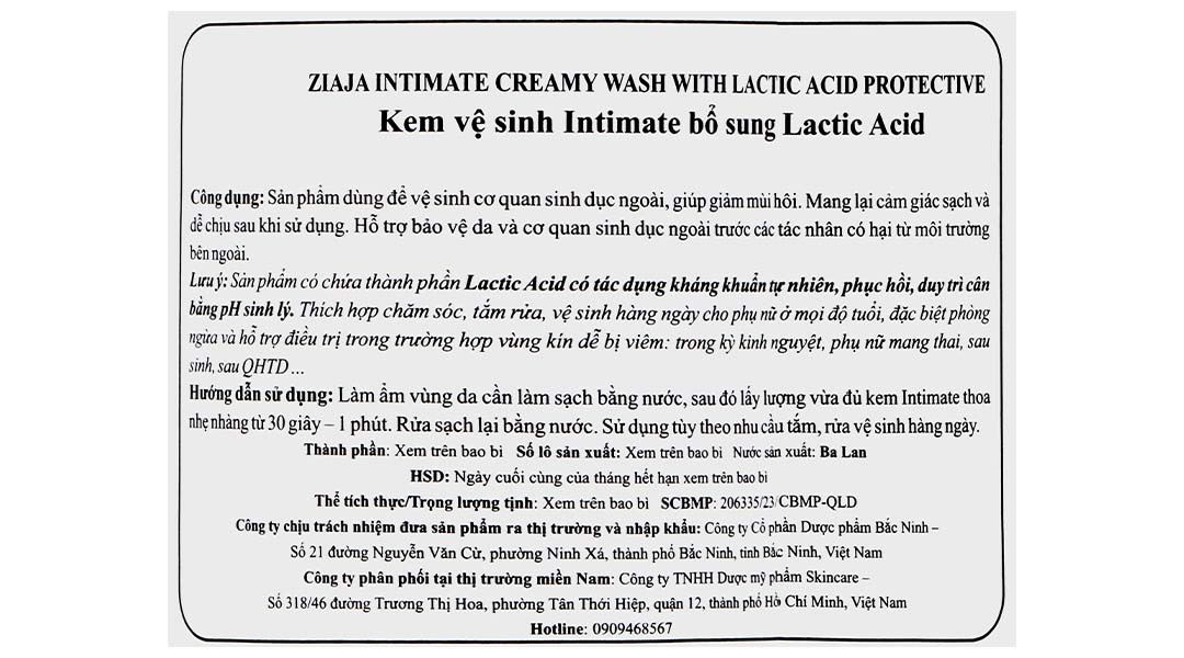 Kem vệ sinh Ziaja Intimate bổ sung Lactobionic acid