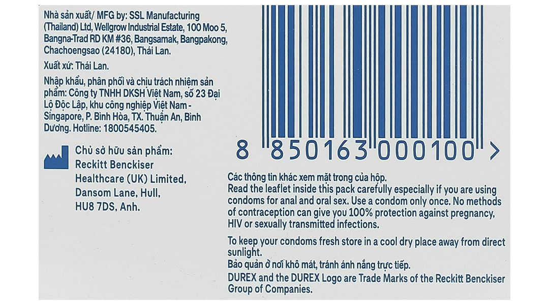 Bao cao su Durex Fetherlite siêu mỏng 52.5mm