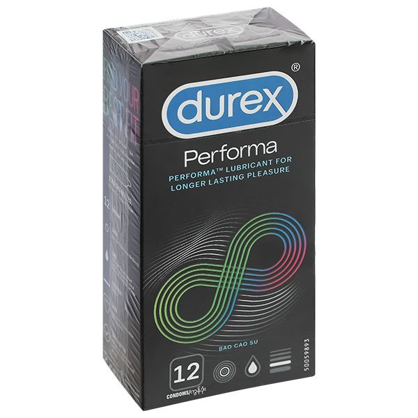 Bao cao su Durex Performa kéo dài thời gian hưng phấn, cuộc yêu 52mm hộp 12 cái