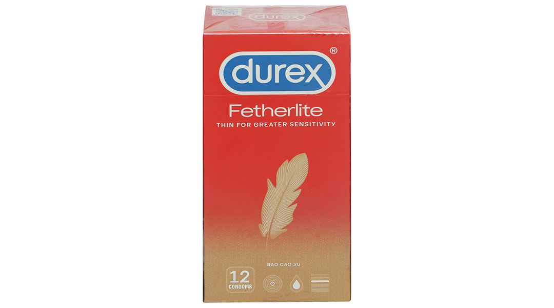 Bao cao su Durex Fetherlite siêu mỏng, tăng khoái cảm 52.5mm