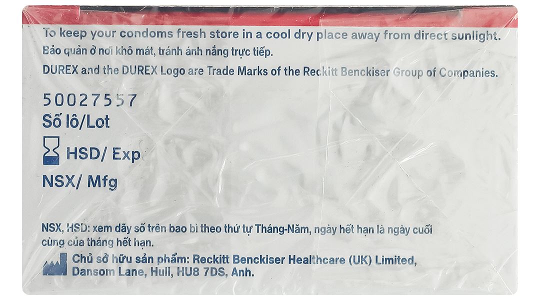 Bao cao su Durex Fetherlite siêu mỏng, tăng khoái cảm 52.5mm