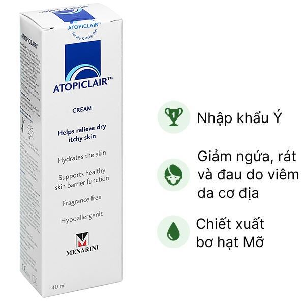 Kem Atopiclair giảm cảm giác ngứa, rát và đau do viêm da cơ địa tuýp 40ml