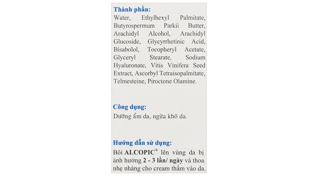 Kem Alcopic giảm cảm giác ngứa, rát, đau do viêm da cơ địa tuýp 40ml - 8