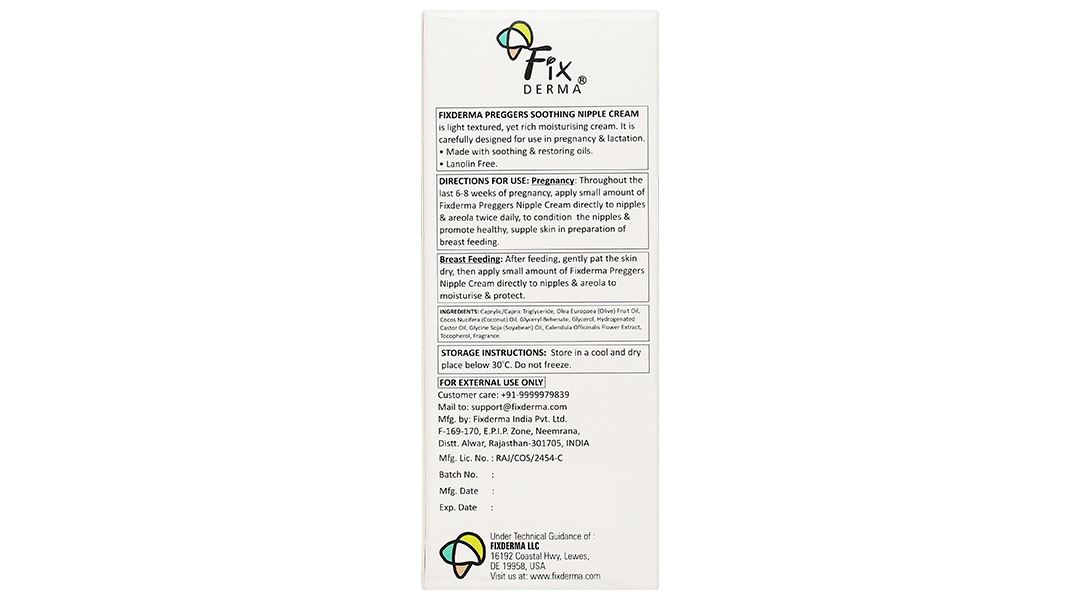 Kem Fixderma Preggers Soothing Nipple giúp dưỡng ẩm vùng núm vú