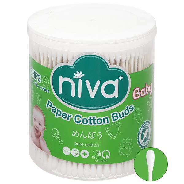 Tăm bông sơ sinh Niva BHP2 đầu tròn hũ 400 cây