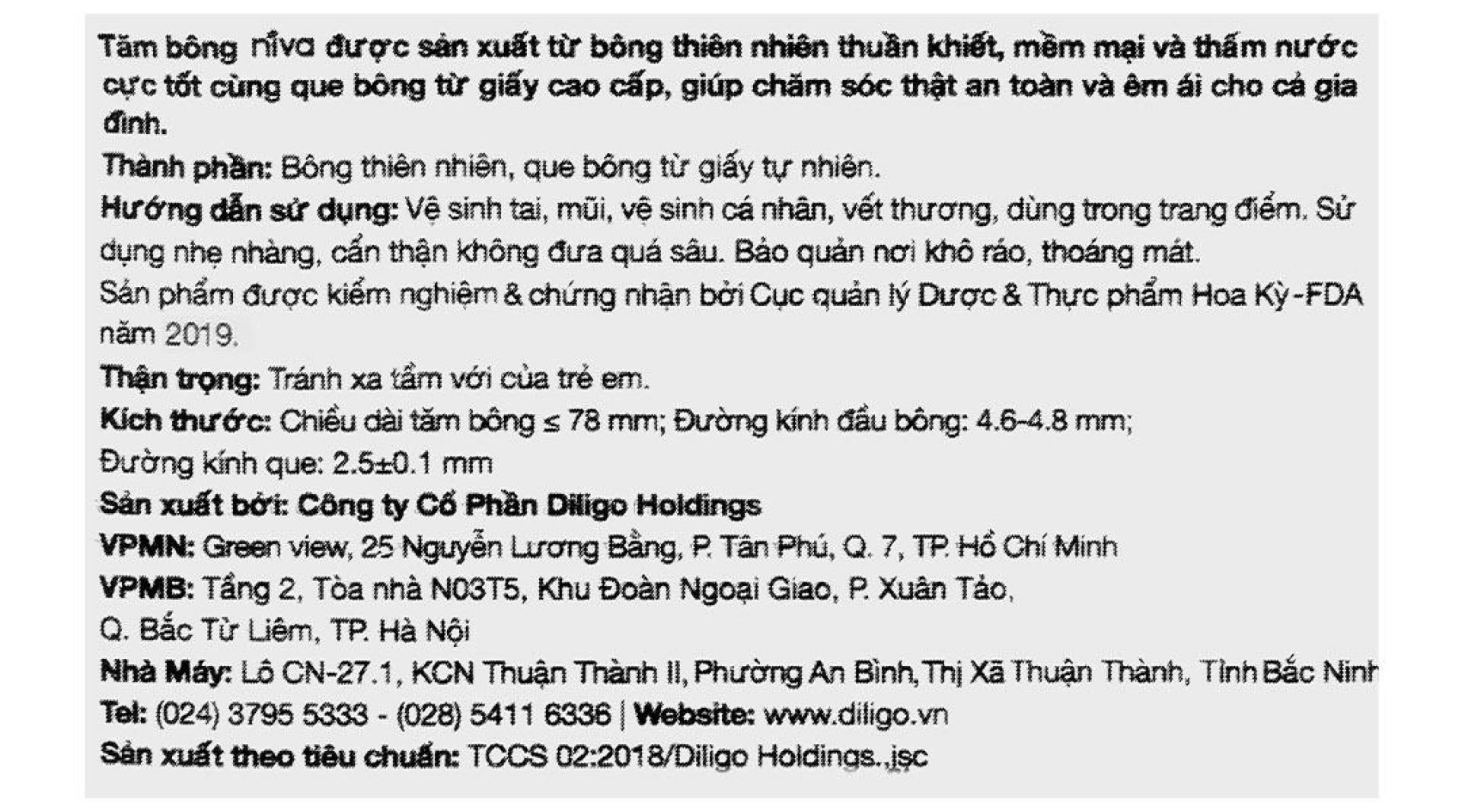Tăm bông người lớn Niva AZP2 thân giấy đầu tròn và xoắn