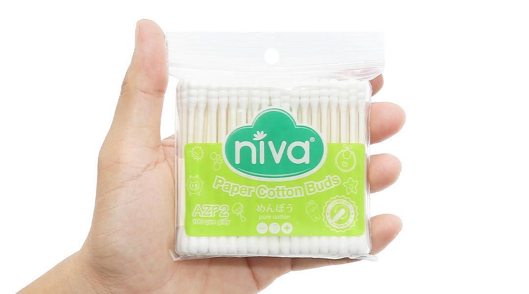 Tăm bông người lớn Niva AZP2 thân giấy đầu tròn và xoắn