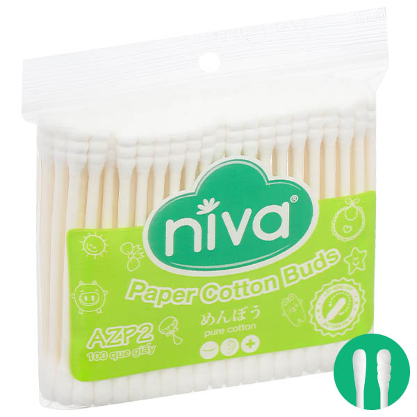 Tăm bông người lớn Niva AZP2 thân giấy đầu tròn và xoắn