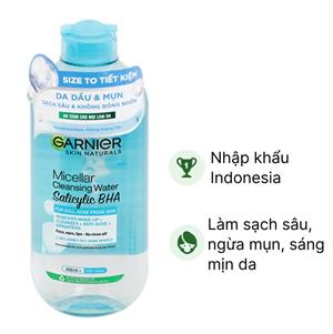 Nước tẩy trang Garnier Salicylic BHA giúp làm sạch, ngừa mụn