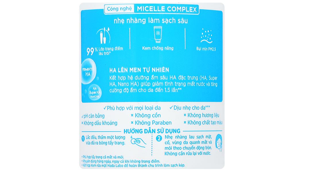 Nước tẩy trang Hada Labo Micellar Water Hydrating làm sạch sâu