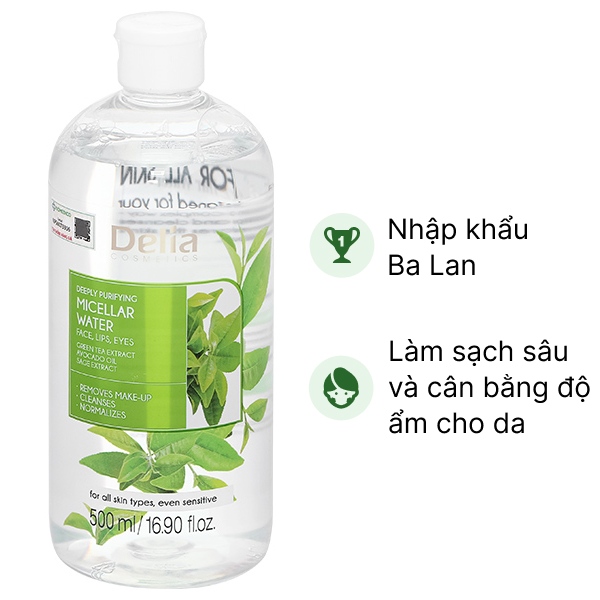 Nước tẩy trang Delia Cosmetics Deeply Purifying Micellar Water làm sạch sâu cho da chai 500ml