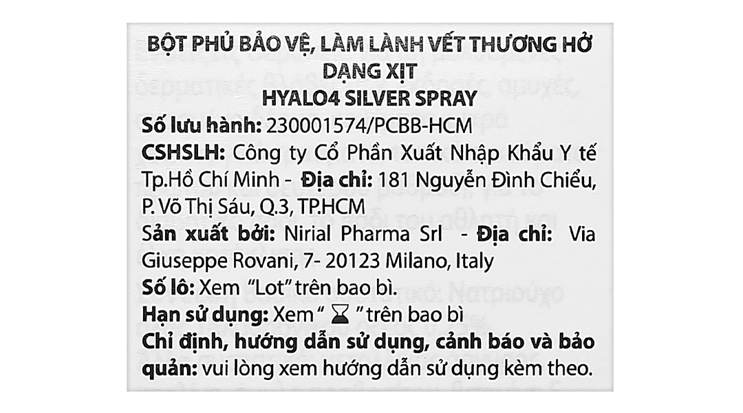 Chai xịt Hyalo4 Silver Spray hỗ trợ điều trị vết thương