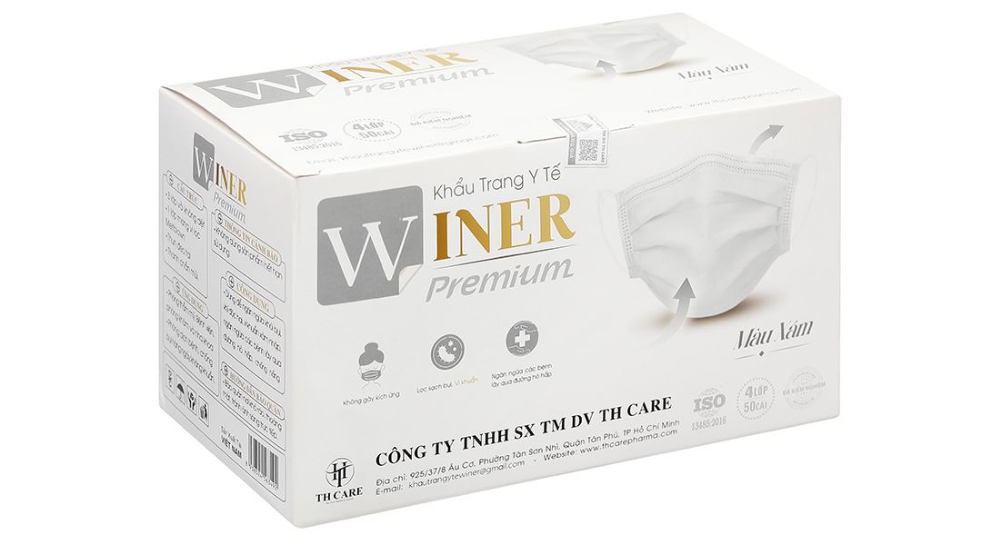 Khẩu trang y tế Winer 4 lớp màu xám