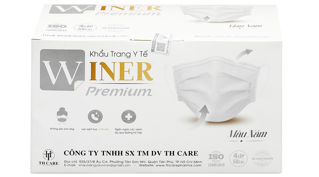 Khẩu trang y tế Winer 4 lớp màu xám